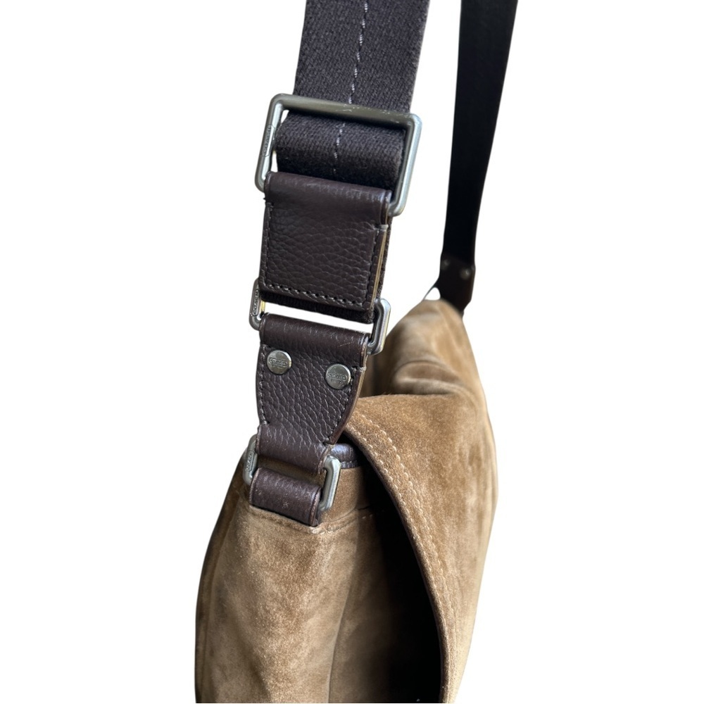 Coach Suede Messenger Bag F70416 | Brown Leather Crossbody | Unisex Vintage - Picture 9 of 17